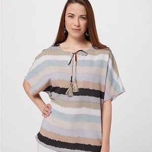 NWOT Belle by Kim Gravel Striped Tassel Top Medium